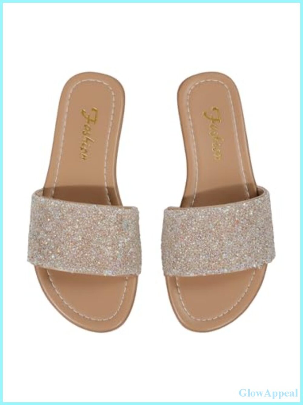 Rhinestone Sparkly Flat Slide Sandals Open Toe Slip On Wedding Shoes